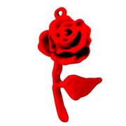 Vedhæng. Rose med 3D effekt. Metal. Rød lakeret. 32 mm